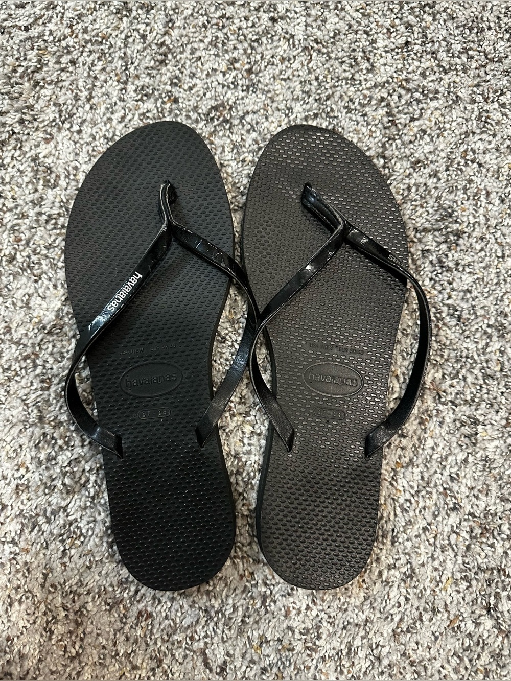 Havaianas Slim Glossy Black Women's Sandals